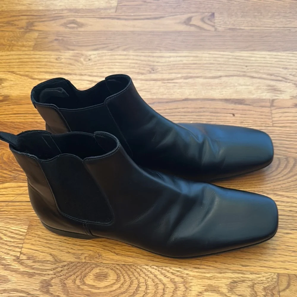 Men’s Authengic Prada Black Leather Square-Toe Boots